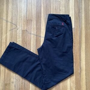 Polo Ralph Lauren Boys Size XL (18/20) Solid Black Flat Front Chino Pants,Pony